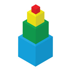 Pyramid composed of four colorful cubes