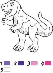 Dinosaur Color By Number Coloring Pages