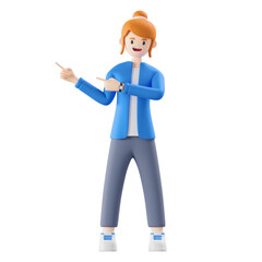 woman follow 3d illustration