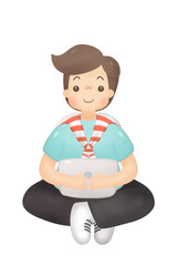 Man sitting with Workspace .