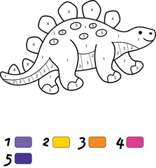 Dinosaur Color By Number Coloring Pages