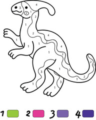 Dinosaur Color By Number Coloring Pages