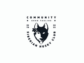 Free husky dog logo template for the animal community