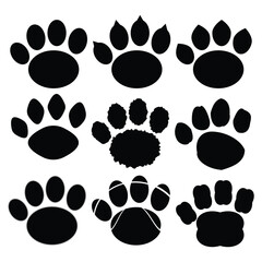 black, cat, paw, foot, print, Black silhouette of seal paw, isolated. Desiqkn