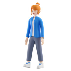 woman strolling 3d illustration