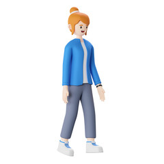 woman walk 3d illustration
