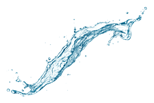 Flowing water splash isolated