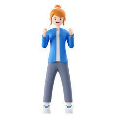 woman happy 3d illustration