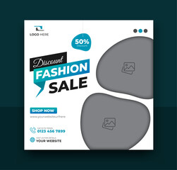 Fashion Sale Social Media post Template. Suitable web Banner and web internet ads. Editable Vector illustration with photo college