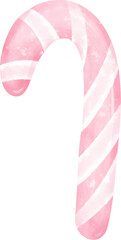 Cute Pink Halloween sweet candy cane cartoon hand painted watercolor illustration