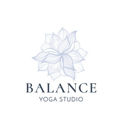 Yoga logo design, balance yoga studio, healthcare lifestyle. Business card logo. Vector illustration