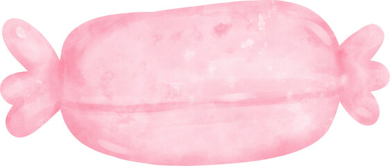 Cute Pink Halloween sweet candy cane cartoon hand painted watercolor illustration