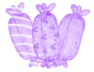 Cute Purple violet Halloween sweet candy cane cartoon hand painted watercolor illustration