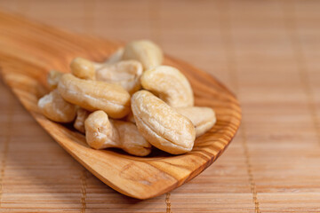 Cashewkerne in einer Nahaufnahme