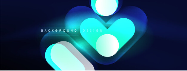Obraz premium Glowing round shapes abstract background. Template for wallpaper, banner, presentation, background