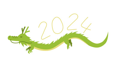 干支　辰のイラスト　空飛ぶ姿　手足あり　２０２４