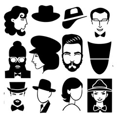 characters vector design black and white
