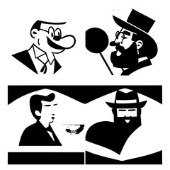characters vector design black and white