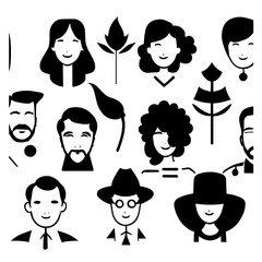 characters vector design black and white