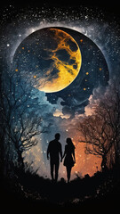 Beautiful space design, planets, Mars, Venus, Earth, Abstract background, full of shapes, Photo the moon mars earth night sky elements of the universe a view from the ground