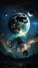 Beautiful space design, planets, Mars, Venus, Earth, Abstract background, full of shapes, Photo the moon mars earth night sky elements of the universe a view from the ground