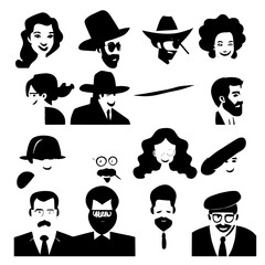 characters vector design black and white