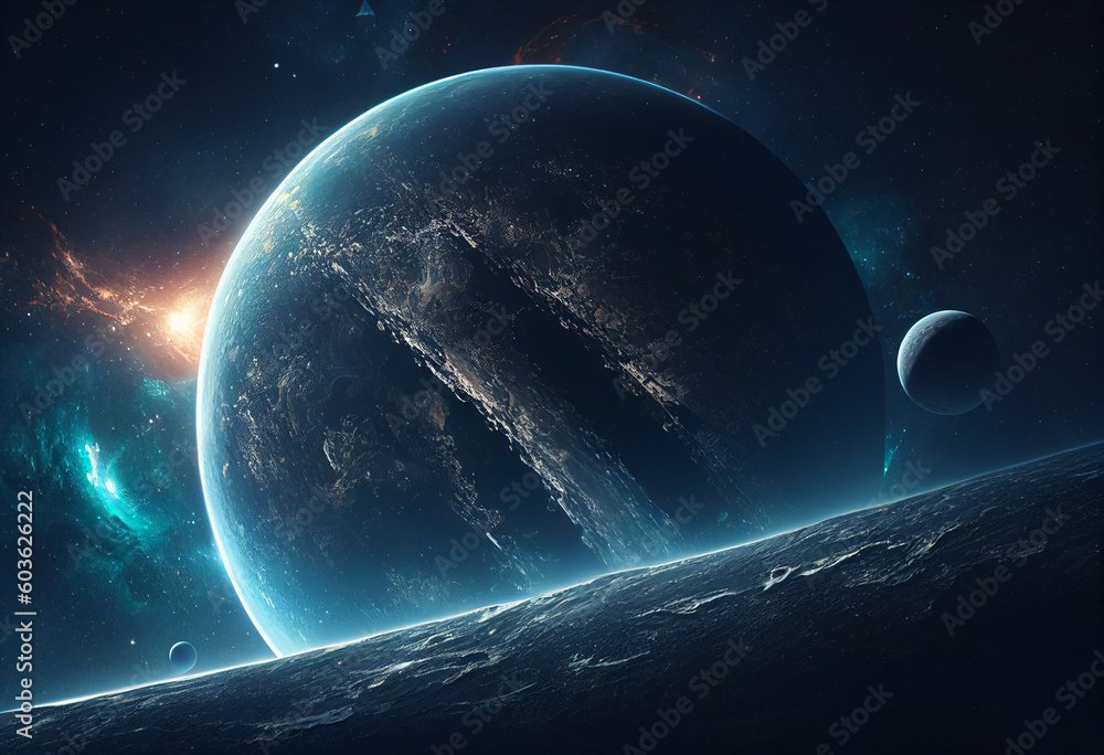 Wall mural earth from space showing the beauty of space exploration. 3d rendering generative ai