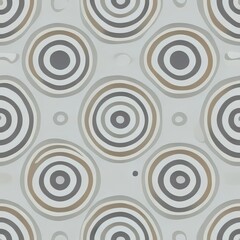 Strong striped circles appear in a vector seamless design. Generative AI.