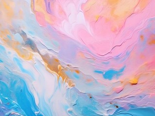 Fototapeta na wymiar Colorful elegant pastel swirl of blue pink marble painting design background, oil color art canvas paint fluid motion. Generative AI.