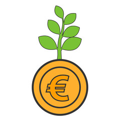 coin euro,euro money ,euro financial growth, euro currency, money bag, financial wealth concept illustration