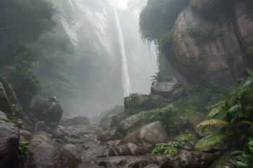 waterfall in the mountains Generative Ai