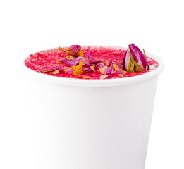 Red herbal tea with herbs and flowers