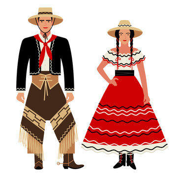 girl and young man in Argentine folk costume