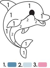Dolphin Color By Number Coloring Pages