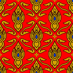 Thai Ikat Seamless Pattern Background,Thai traditional design, thai background,Vintage Traditional Thai Fabric Texture.