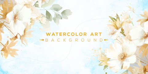 Abstract watercolor floral art vector background. Watercolor Botanical hand drawn flower art. Floral art for banners, prints, posters, cover, greetings, wallpaper and invitation card
