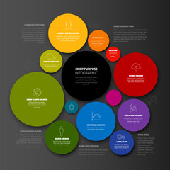 Vector Dark Minimalist colorful Infographic template made from circles