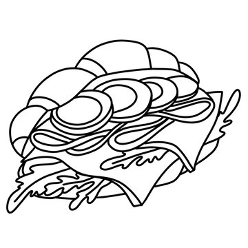 black and white croissant sandwich clip art preview