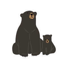 American Black Bear Single cute 7, vector illustration