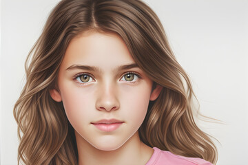 Obraz na płótnie Canvas ai-generated, illustration of a fiction young girl