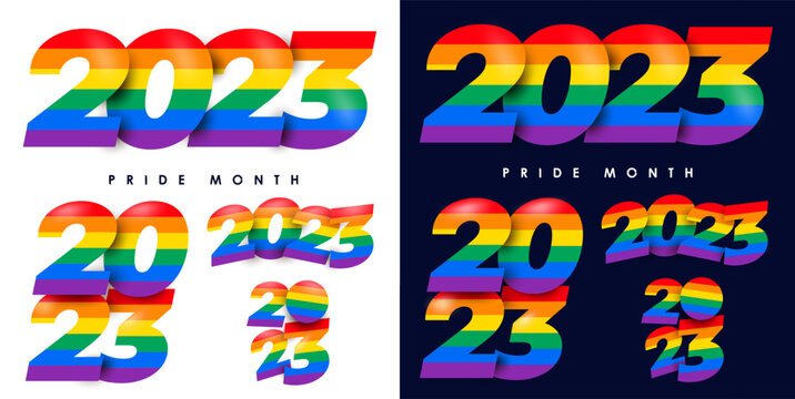 2023 Logo For Pride Month. Rainbow Flag LGBTQ+. To Support The LGBT Community. Rainbow Flag Wave Design Element. LGBT Flag Movement On White Background. Pride Month June. Vector Illustration.