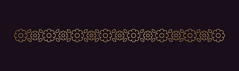 Gold floral separators border, text dividers. Line borders botanical luxury design element.