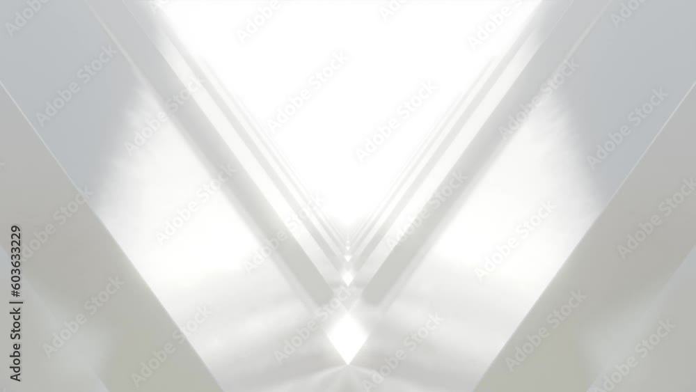 Leinwandbilder 3d rendering of abstract white futuristic triangle tunnel architecture, loop animation.
