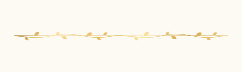 Gold vine separators border, text dividers. Floral botanical line borders elegant luxury design element.