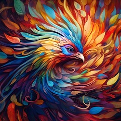 Fototapeta premium Animal, abstract colorful paper design, in the style of realism with fantasy elements. Generative AI.