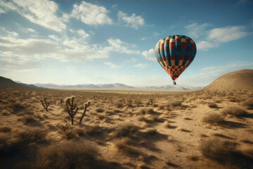Fototapeta na wymiar Hot air balloon over desert landscape - Generative AI