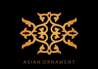 Vintage ornate linear ornaments in Kazakh traditional style. Asian floral designs. Abstract Asian elements of the national pattern of the ancient nomads of the Kyrgyz, Mongols, Kazakhs, Tatars.