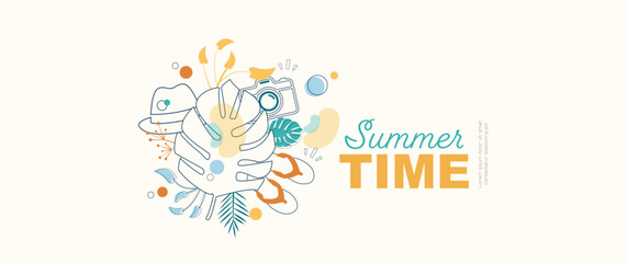 Summer time banner. Modern minimalistic design.