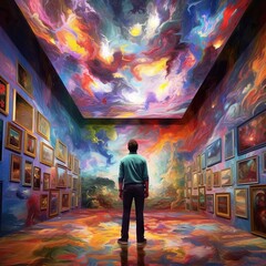 Person in color room