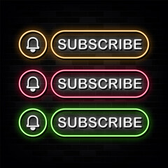 Subscribe Neon Signs Vector. Design Template Neon Style